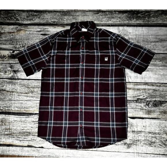 DC Shoes Other - DC Shoes Flannel Plaid Herringbone Button Up Shirt Men's Medium Burgundy Skate